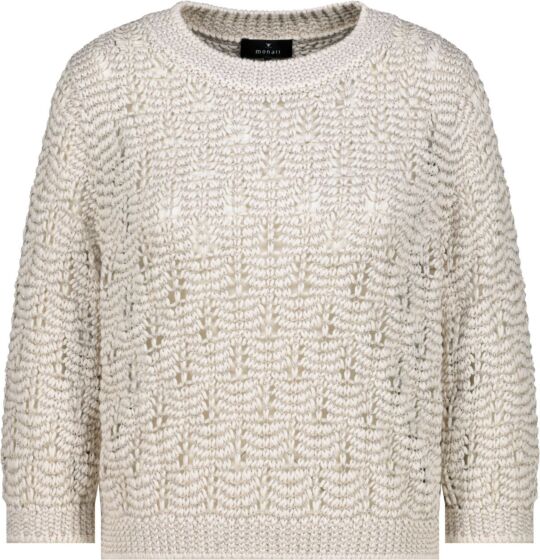 Monari Pullover Opengebreid Champagne Beige 