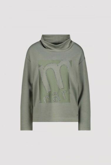 Monari Sweatshirt Ton-Sur-Ton Satijn Frozen Green