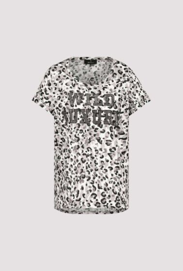 Monari T-Shirt Luipaard en Glitterschrift