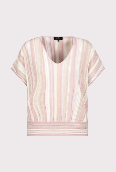 Monari T-Shirt Gestreept Glitters Rose Gemustert