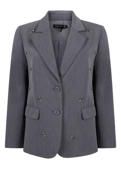 Tramontana Embellished Blazer Graphite Melange 