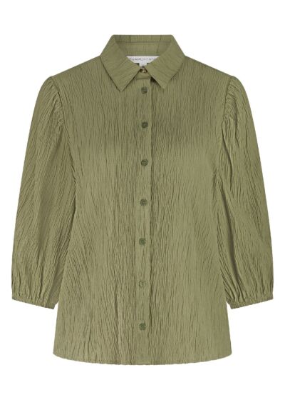 Tramontana Creased Puff Sleeve Blouse Aloe 