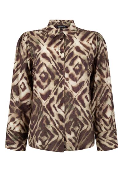 Tramontana Blouse Fading Diamonds Print Browns