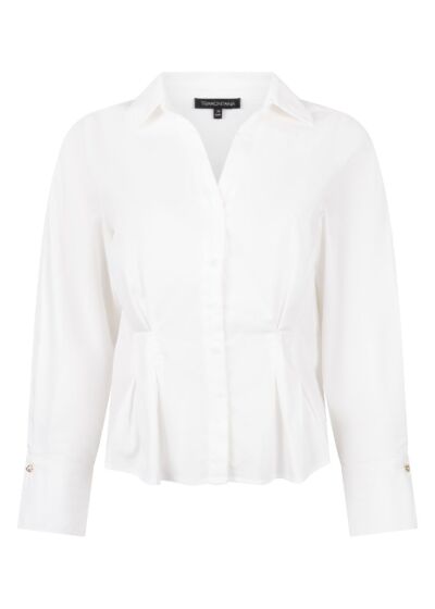 Tramontana Blouse Pleated Waist Offwhite