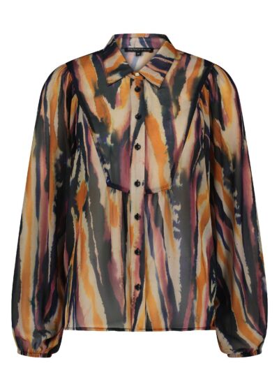 Tramontana Blouse Watercolor Chevron Print Pinks