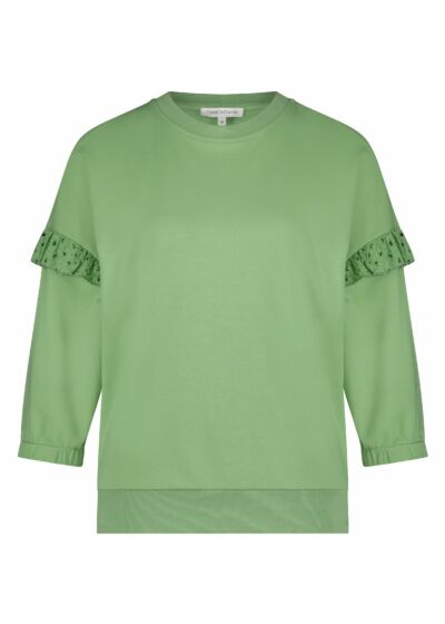 Tramontana Sweater Broderie Ruffles Light Green
