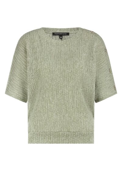 Tramontana Crinkled Top Button Detail Aloe Melange