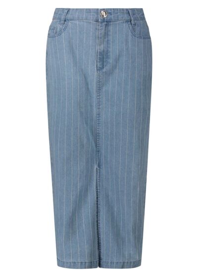 Tramontana Pinstripe Denim Maxi Skirt Blue 