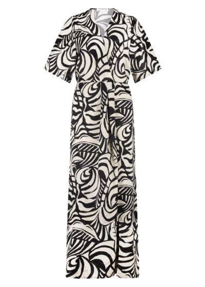 Tramontana Dress Bold Botanica Print Black/Stone