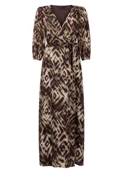 Tramontana Dress Fading Diamonds Print Browns 