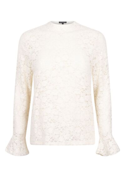 Tramontana Flared Cuff Lace Top Snow 