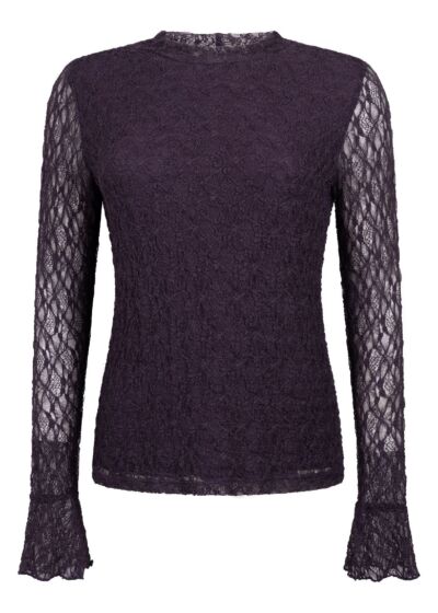 Tramontana Top Flared Cuff Aubergine Noir