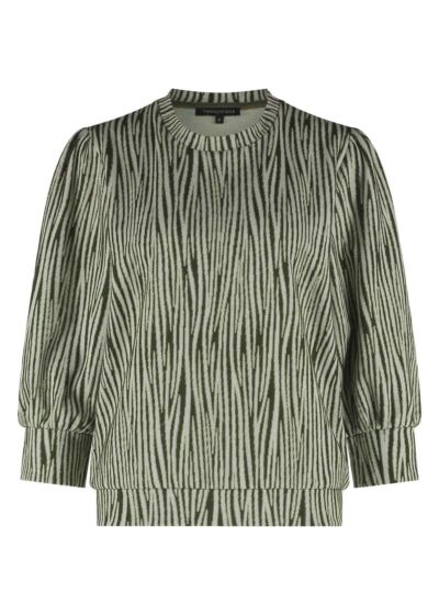 Tramontana Jaquard Jumper Zebra Print Greens 