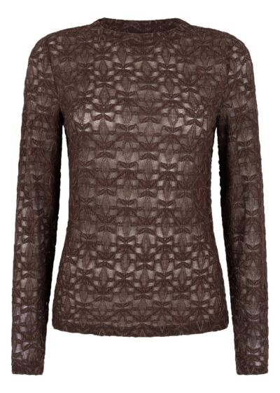 Tramontana Stretch Lace Top Chocolate