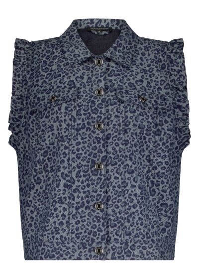 Tramontana Leopard Demin Gilet Blue Denim