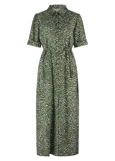 Tramontana Maxi Shirt Dress Zebra Swirl PrintGreen