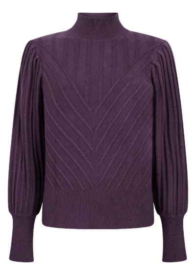 Tramontana Puff-Sleeve Jumper Aubergine Noir 