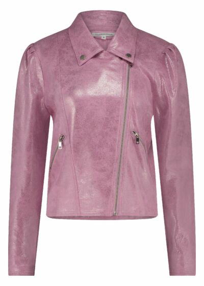 Tramontana Jacket Biker Puff Sleeve Rose