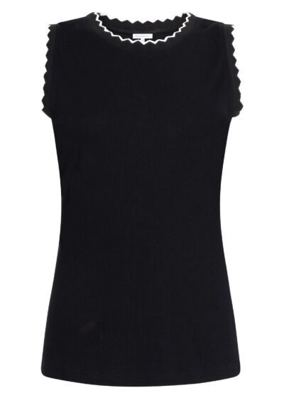 Tramontana Contrast Scallop-Neck Singlet Black