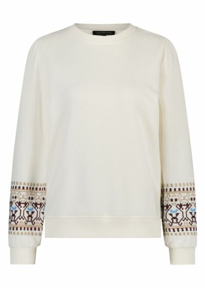 Tramontana Sweater Embroidery Sleeve Offwhite