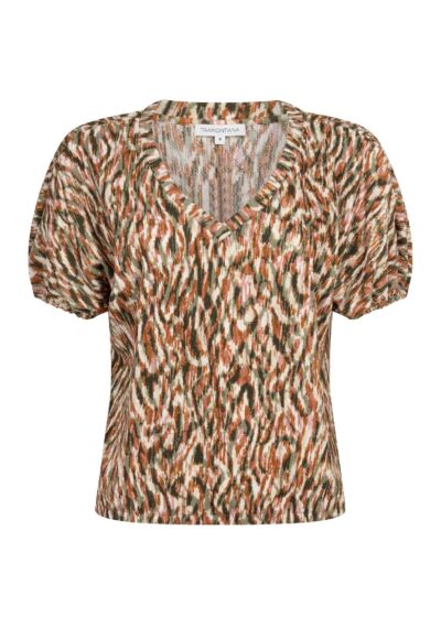 Tramontana Top Animal Brush Print Aloe