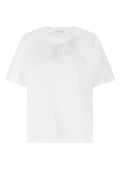 Tramontana T-shirt Flower Detail Offwhite 