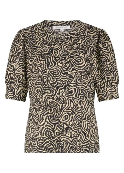 Tramontana Top Wandering Lines Print Blacks Pebble