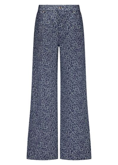 Tramontana Leopard Denim Trousers Blue Denim
