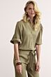 Tramontana Creased Puff Sleeve Blouse Aloe 