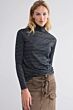 Summum Woman Turtle Neck Top Lurex Rib Stripe