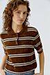 Oui Poloshirt Brown White 