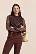 Studio Anneloes Rachel Check Mesh Top Chestnut