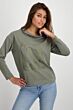 Monari Sweatshirt Ton-Sur-Ton Satijn Frozen Green