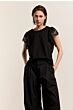 Summum Woman Jersey Top Tee With Lace Black