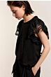 Summum Woman Jersey Top Tee With Lace Black