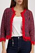 Monari Jasje Tweed Plaid Franjes Rood Marine