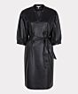 Esqualo Dress V/Neck Vegan Leather Black
