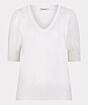 Esqualo Sweater V-neck Gathering Offwhite