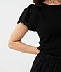 Esqualo Top Rib Broderie Sleeve Black