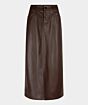Esqualo Skirt Long Split Vegan Leather Chocolate 