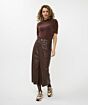 Esqualo Skirt Long Split Vegan Leather Chocolate 