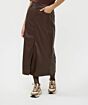 Esqualo Skirt Long Split Vegan Leather Chocolate 