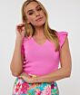 Esqualo Top V-Neck Ruffle Slve Pink 
