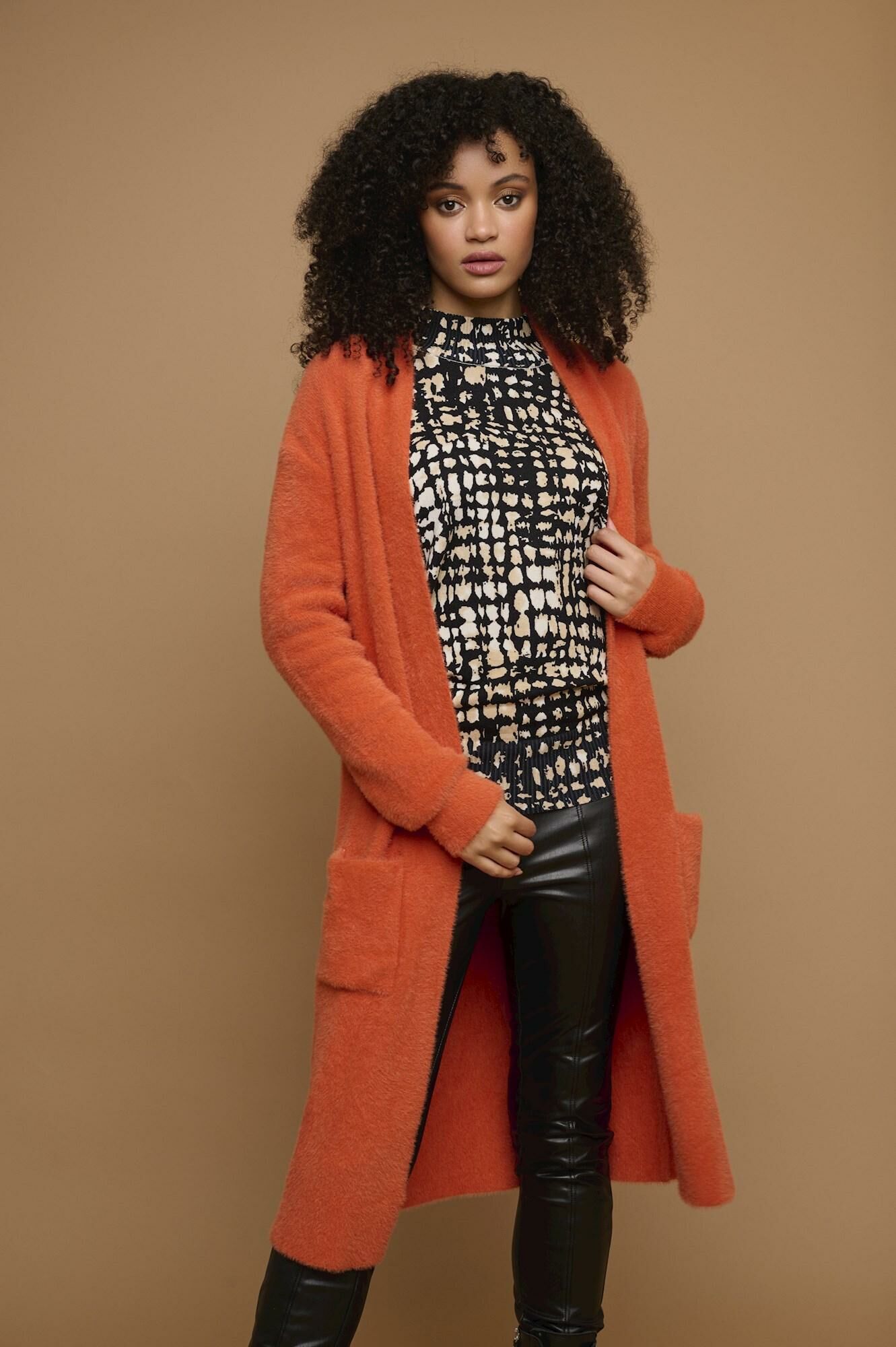 Rino Pelle Long Cardigan Orange online kopen bij Carriera