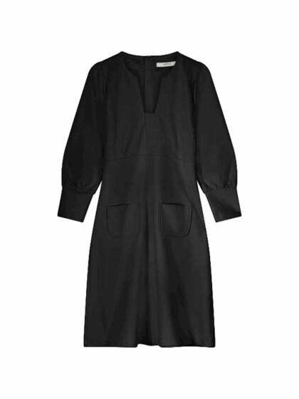 Summum Woman Punto Milano Dress with Pockets Black