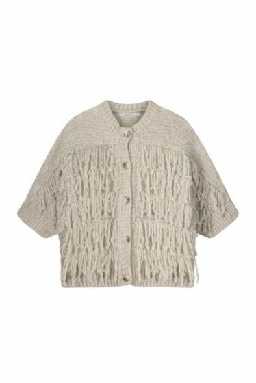 Summum Woman Cardigan 3/4 Sleeve Fringe Knit 