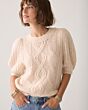 Summum Woman Puff Sleeve Cozy Cable Knit Ivory
