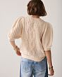 Summum Woman Puff Sleeve Cozy Cable Knit Ivory
