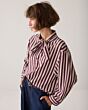 Summum Woman Blouse Two Tone Stripe Burgundy 