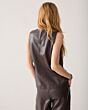 Summum Woman Top Soft Faux Leather Dark Choclate